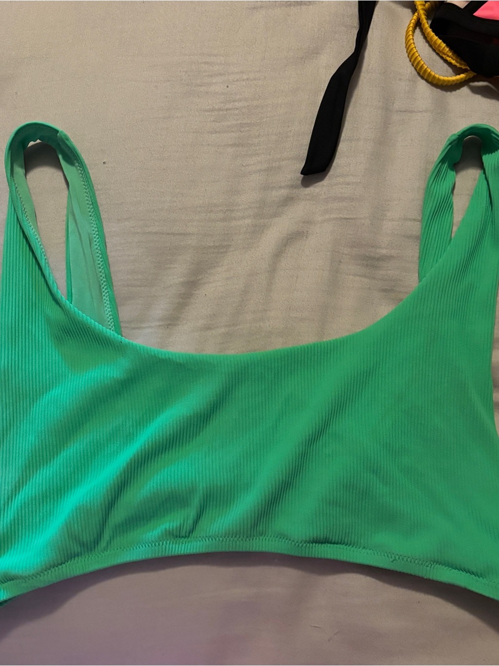 Aerie Scoop Neon Green Ribbed Bikini Top XL